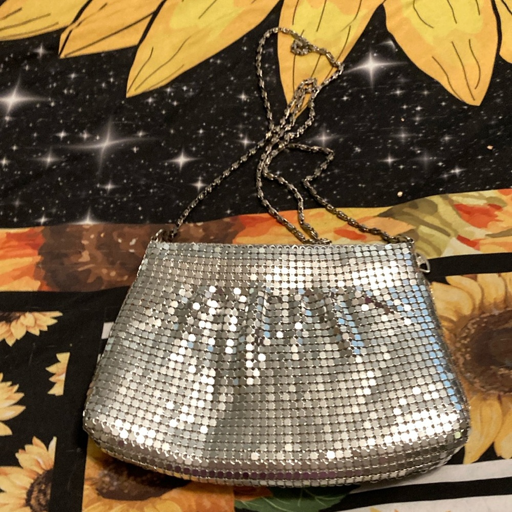 Others Follow Silver Clutch with Chainmail Design